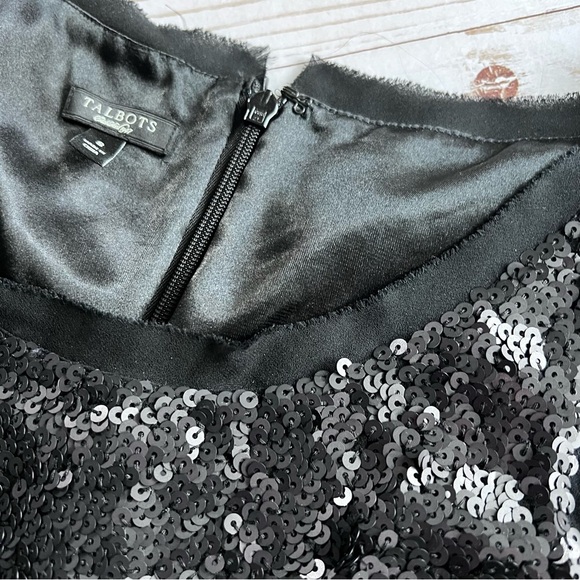 Talbots 100% Silk Elegant Sequined Cocktail Dress in Dark Gray size 8 - Picture 9 of 13